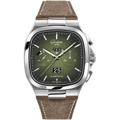 Seventies Chronograph Panorama Date Fab Green on Leather Strap
