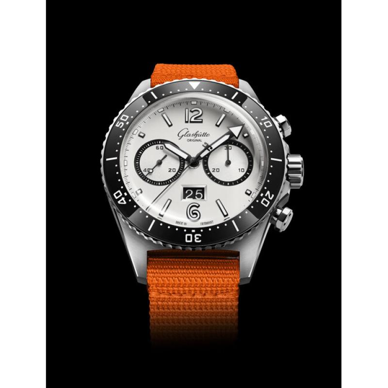 SeaQ Chronograph "Panda" on Orange Canvas Strap 1-37-23-03-80-34