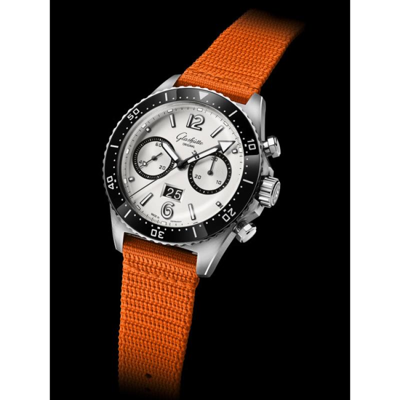SeaQ Chronograph "Panda" on Orange Canvas Strap 1-37-23-03-80-34