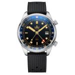 PHOIBOS Eagle Ray 300-Meter Dual-Time GMT Dive Watch with Double Dome AR Sapphire Crystal