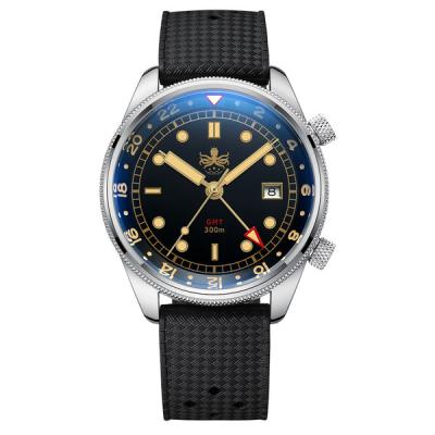 PHOIBOS Eagle Ray 300-Meter Dual-Time GMT Dive Watch with Double Dome AR Sapphire Crystal