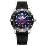 PHOIBOS Purple Dial Wave Master Automatic Dive Watch with Rubber Strap