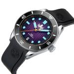 PHOIBOS Purple Dial Wave Master Automatic Dive Watch with Rubber Strap