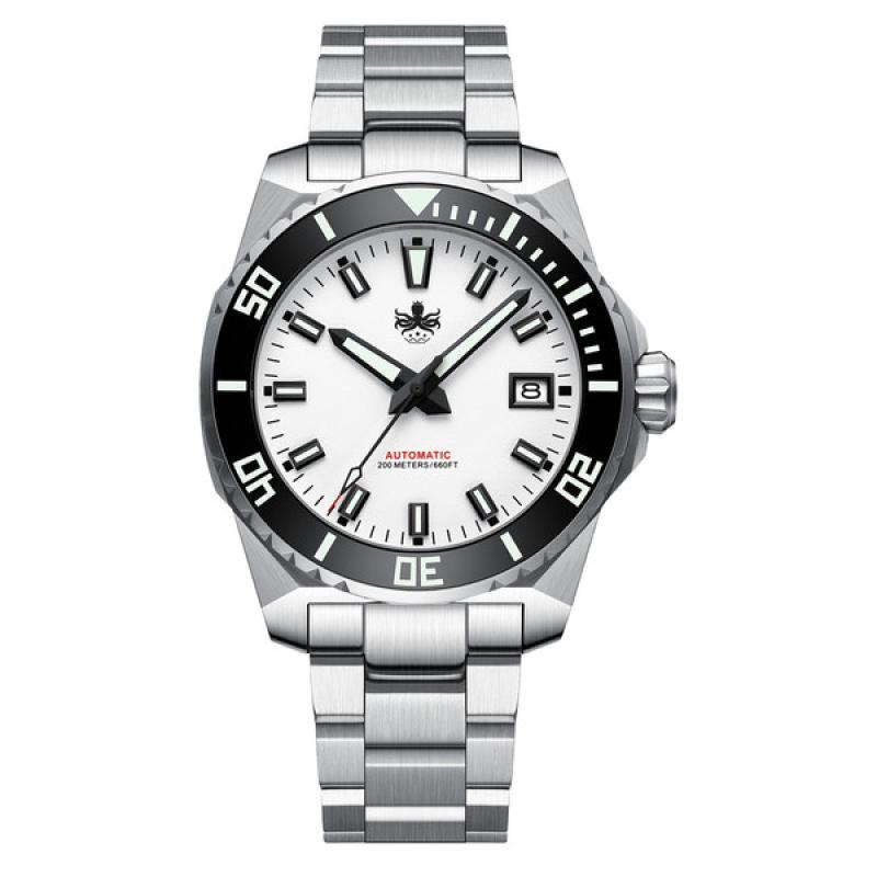 Phoibos Leviathan 40 Automatic Dive Watch with White Dial