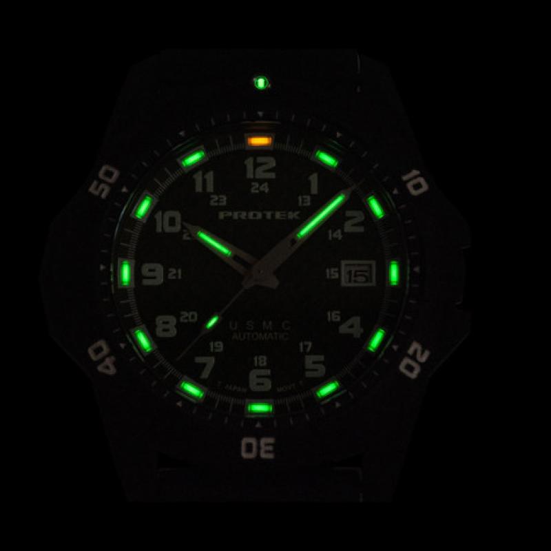 Protek USMC Automatic Tritium Dive Watch with Red Dial