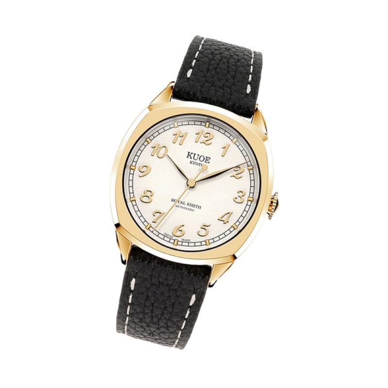 KUOE Royal Smith 90-008 Goldtone 34mm Dress Watch with Ivory Dial