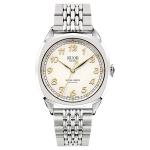 KUOE Royal Smith 90-008 Silver 34mm Dress Watch with Ivory Dial