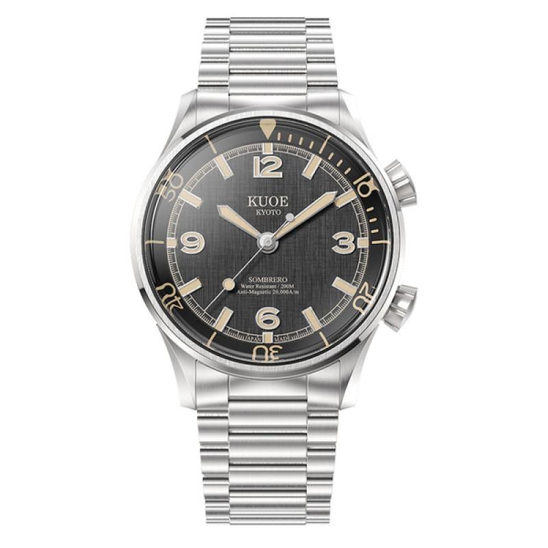 KUOE Sombrero 90-011 Black Linen Textured Dial Watch