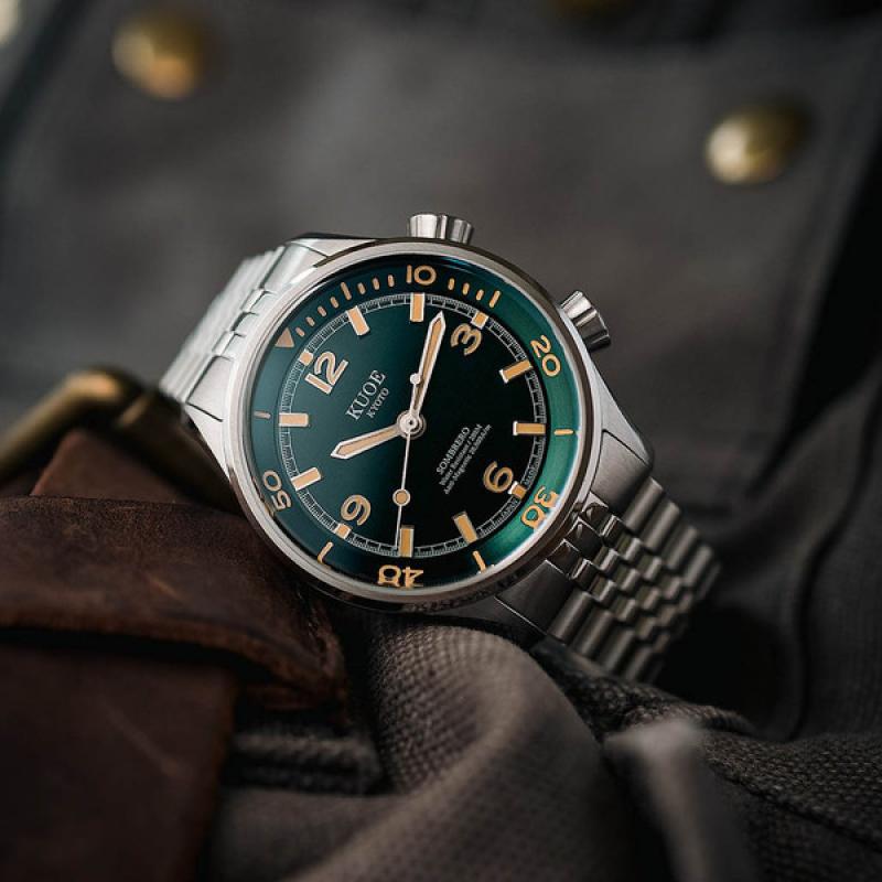 KUOE Sombrero 90-011 Green Linen Textured Dial Watch