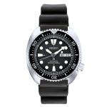 Seiko Turtle Prospex Automatic Dive Watch with Black Dial and Black Silicone Dive Strap