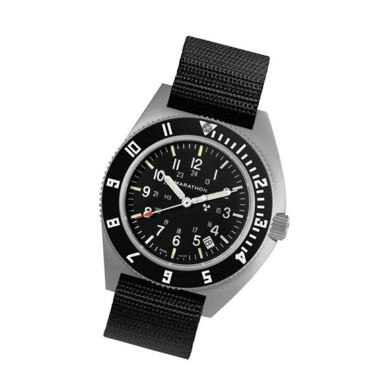 Marathon Swiss 41mm Steel Navigator with Tritium Tubes on Ballistic Strap
