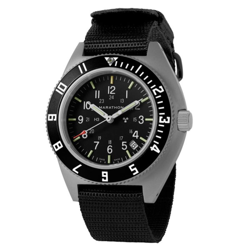 Marathon Swiss 41mm Steel Navigator with Tritium Tubes on Ballistic Strap